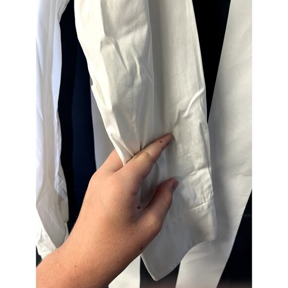 THEORY Slim Fit Cotton Poplin Stretch Long Sleeve Button Down White Shirt M - Picture 6 of 7